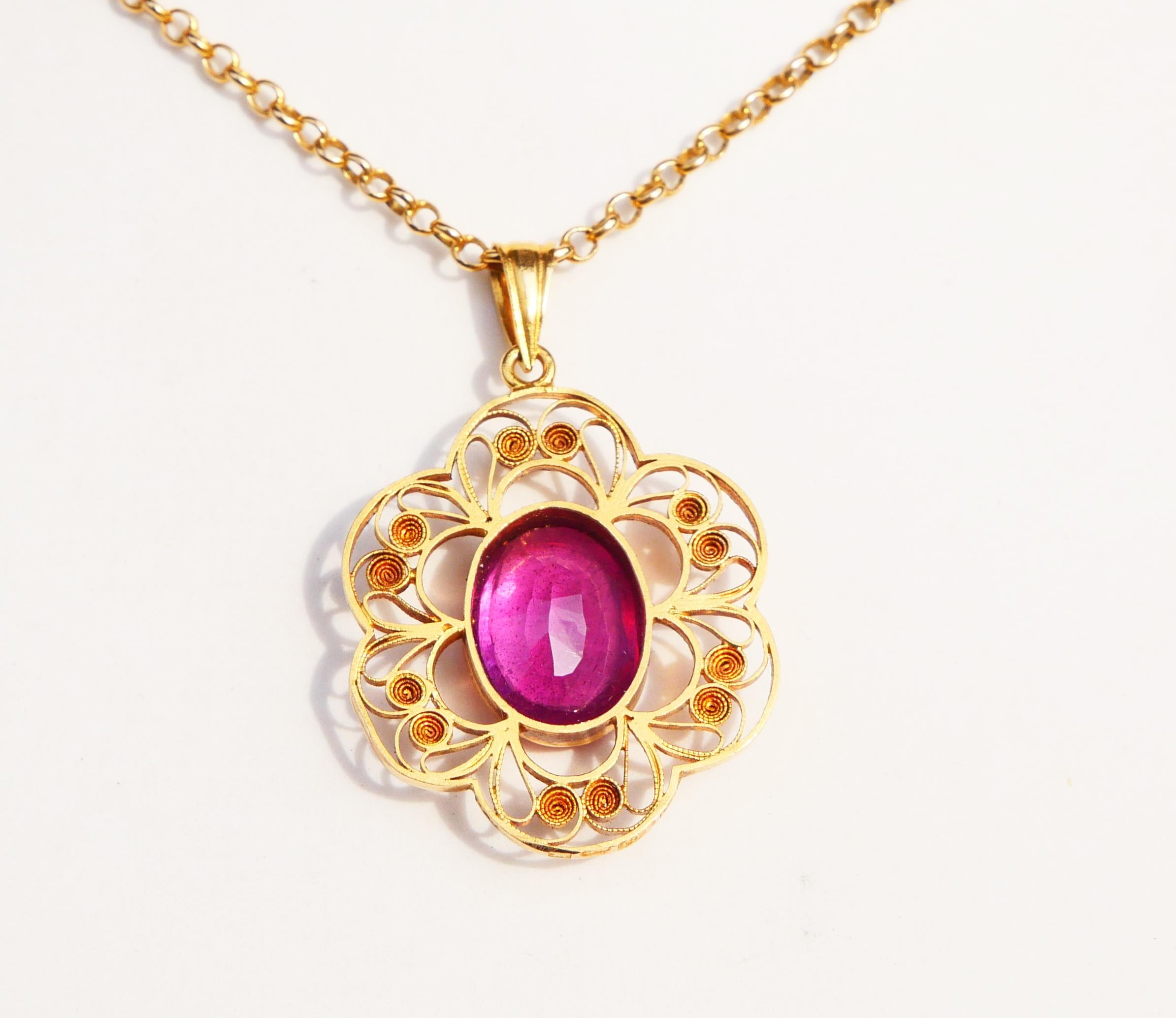 Women's 1944 Pendant with natural 4ct. Ruby solid 18K Yellow Gold / 3.8gr For Sale