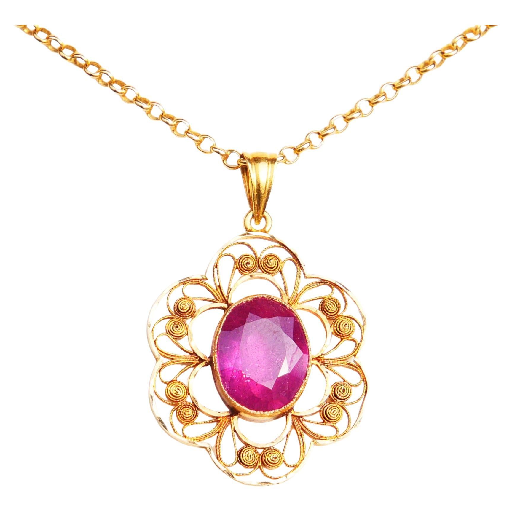1944 Pendant with natural 4ct. Ruby solid 18K Yellow Gold / 3.8gr