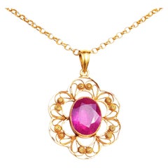1944 Pendentif avec 4ct. naturel. Or jaune 18 carats massif / 3,8 g