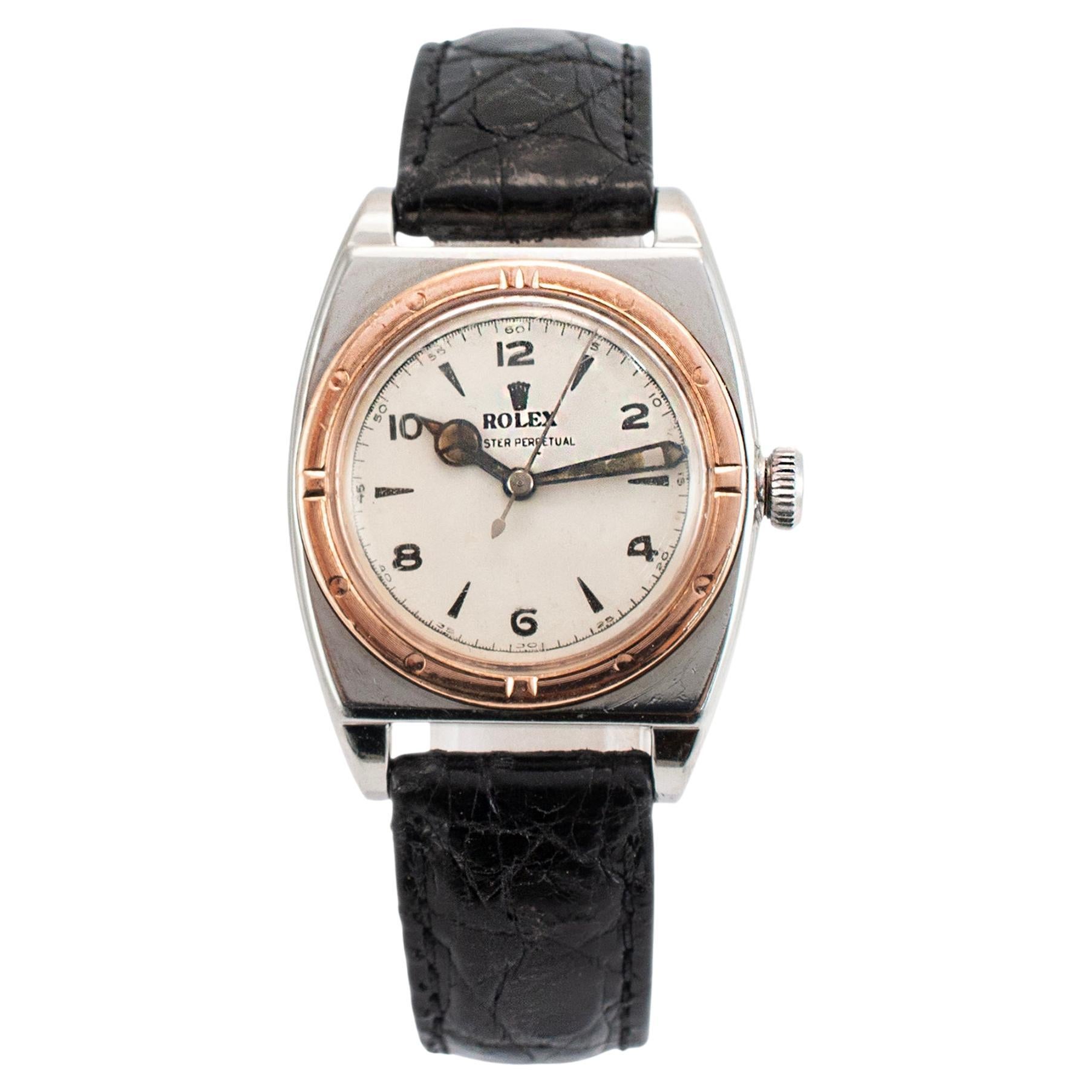 1944 Rolex Oyster Perpetual 29MM 3359 Manual Rose Gold Stainless Steel Watch