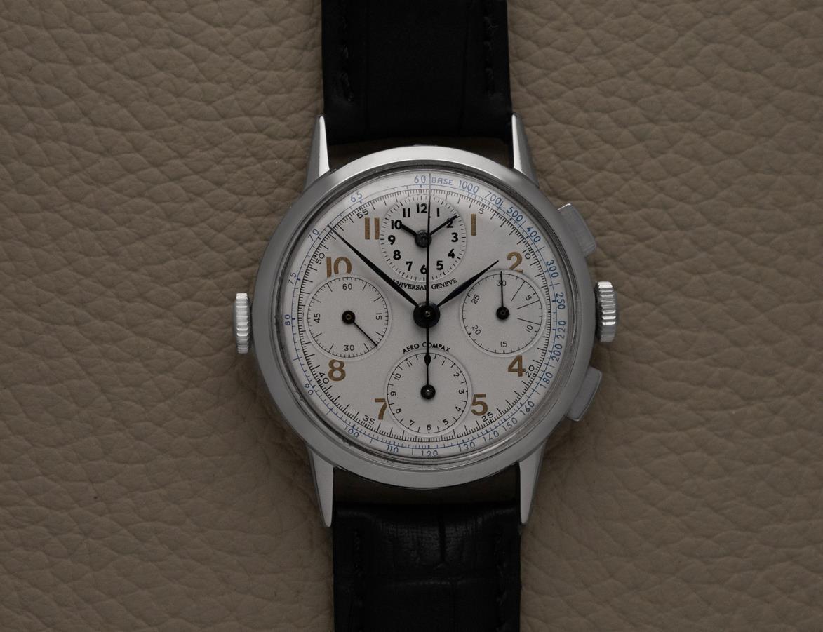 1944 Universal Geneve Aero-Compax Mens Vintage WWII Era Aviator's Watch - SS For Sale 3
