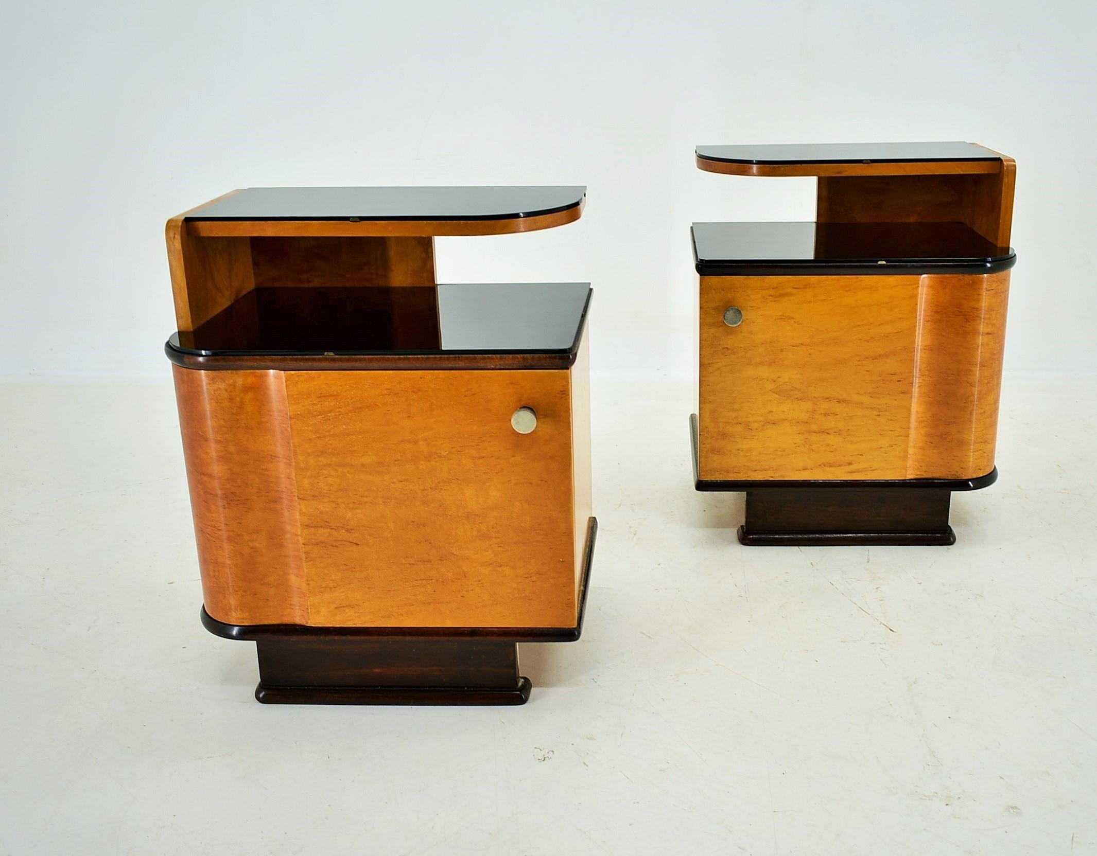 1944s Set of Bedside Tables by Jindrich Halabala, Czechoslovakia In Good Condition In Praha, CZ
