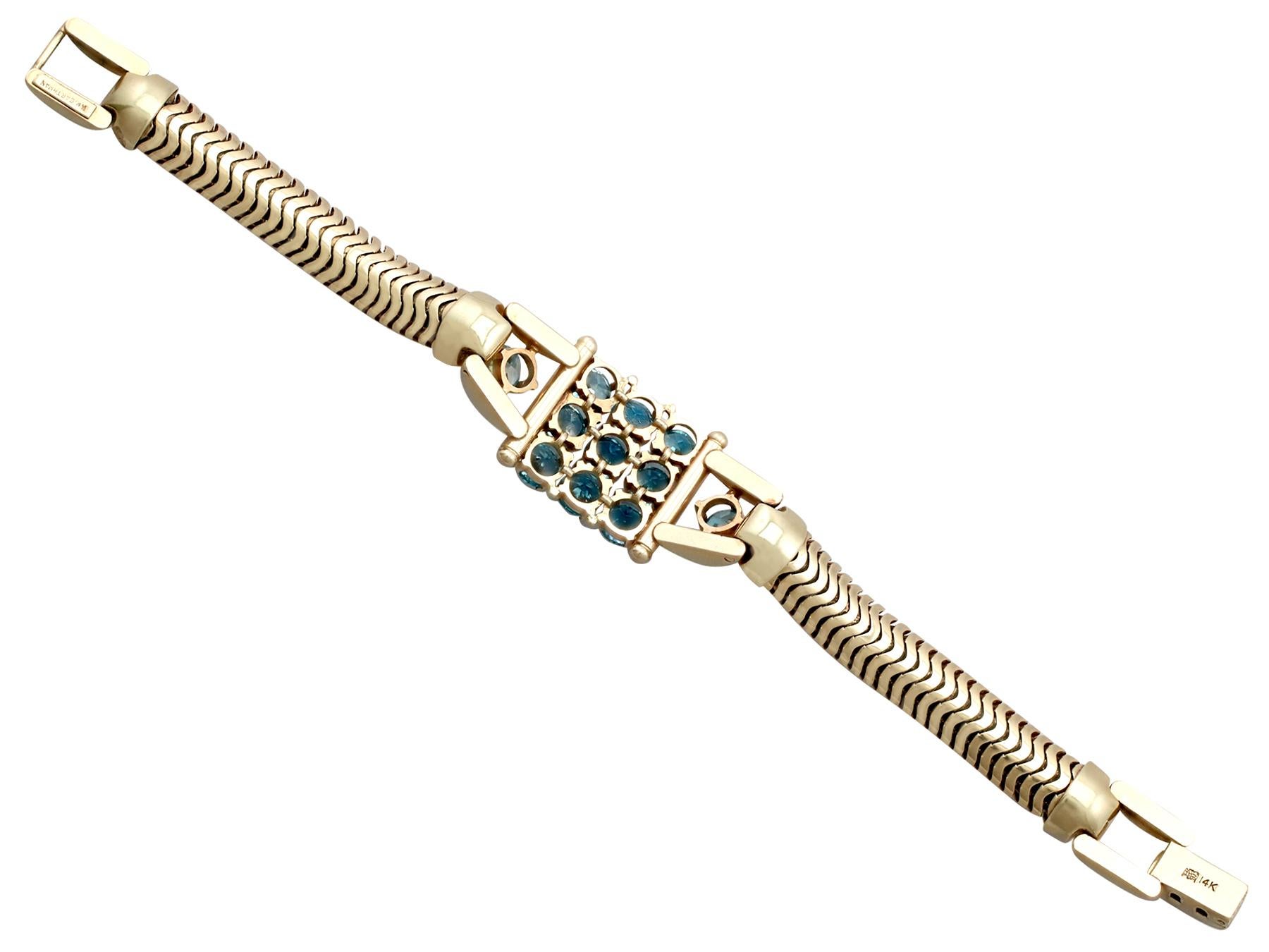Vintage 1945 12.59 Carat High Zircon and Yellow Gold Bracelet In Excellent Condition In Jesmond, Newcastle Upon Tyne