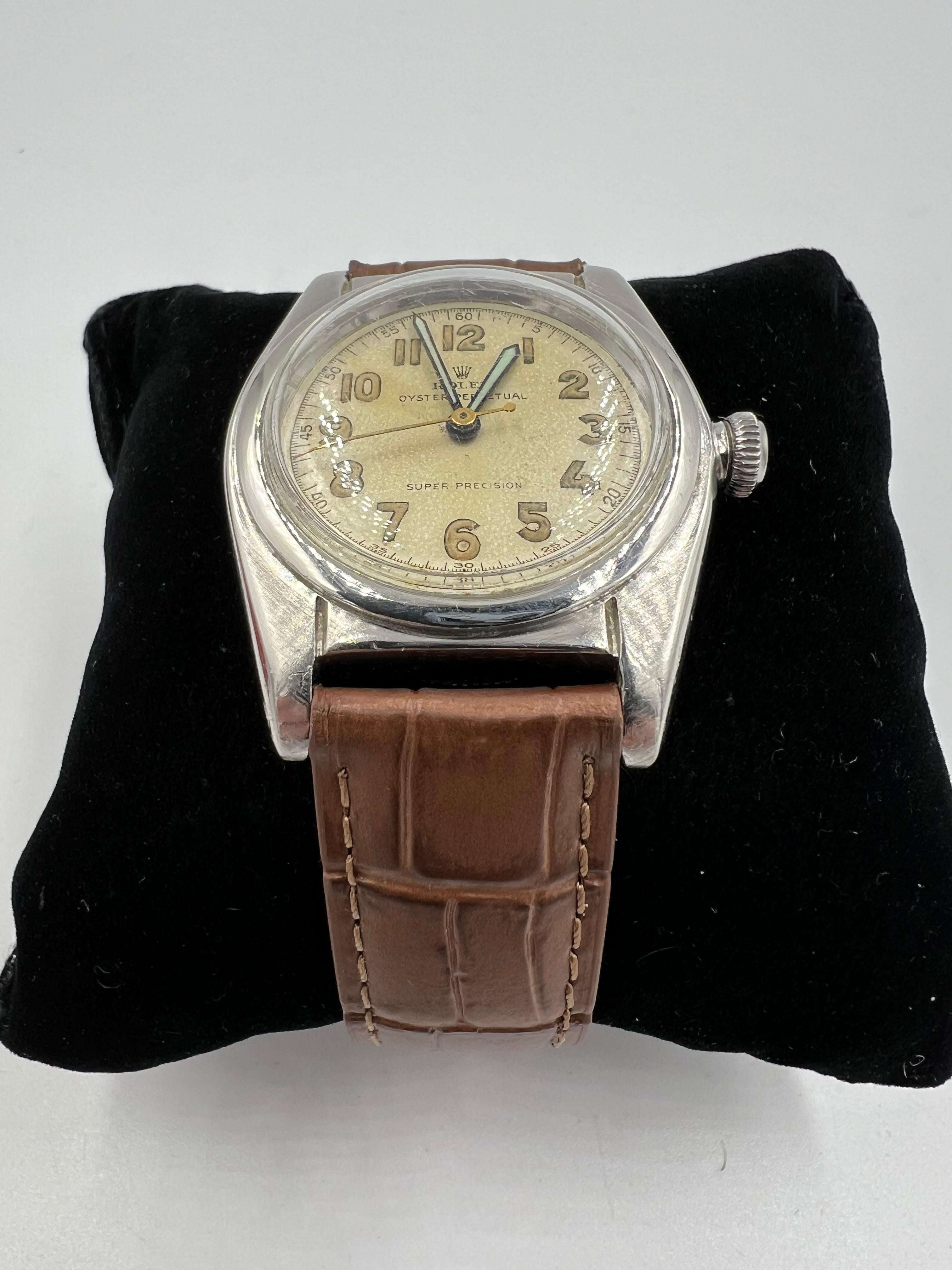 Montre-bracelet Rolex Bubbleback 1945 en acier inoxydable en vente 3
