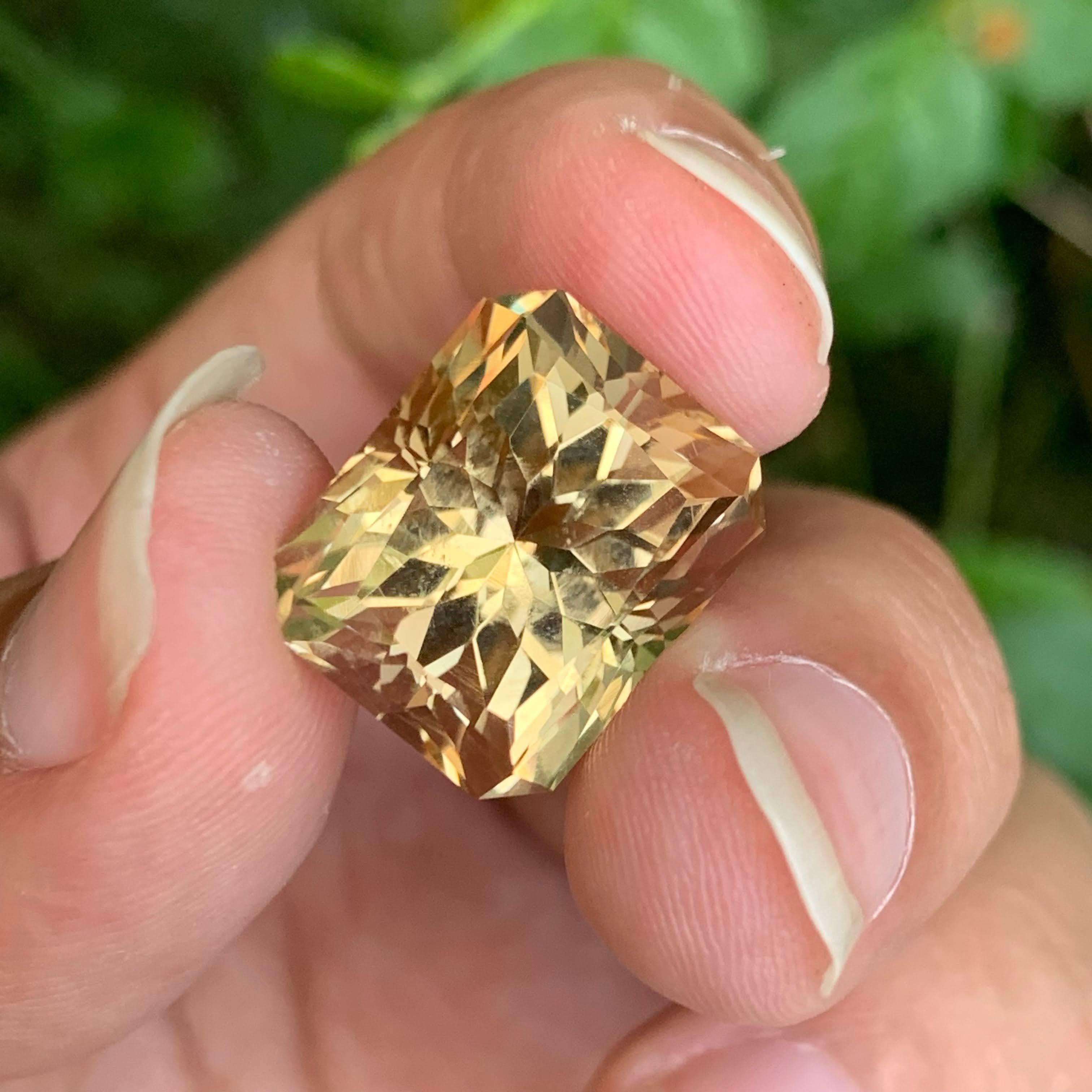 19,45 Karat Loser mattierter goldener Citrin Stein Custom Cut Natürlicher Brasilianischer Edelstein im Zustand „Neu“ im Angebot in Bangkok, TH