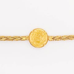 1945 Dos Peso Estados Unidos Mexicanos Mexico Coin Bracelet in 14 Karat Gold
