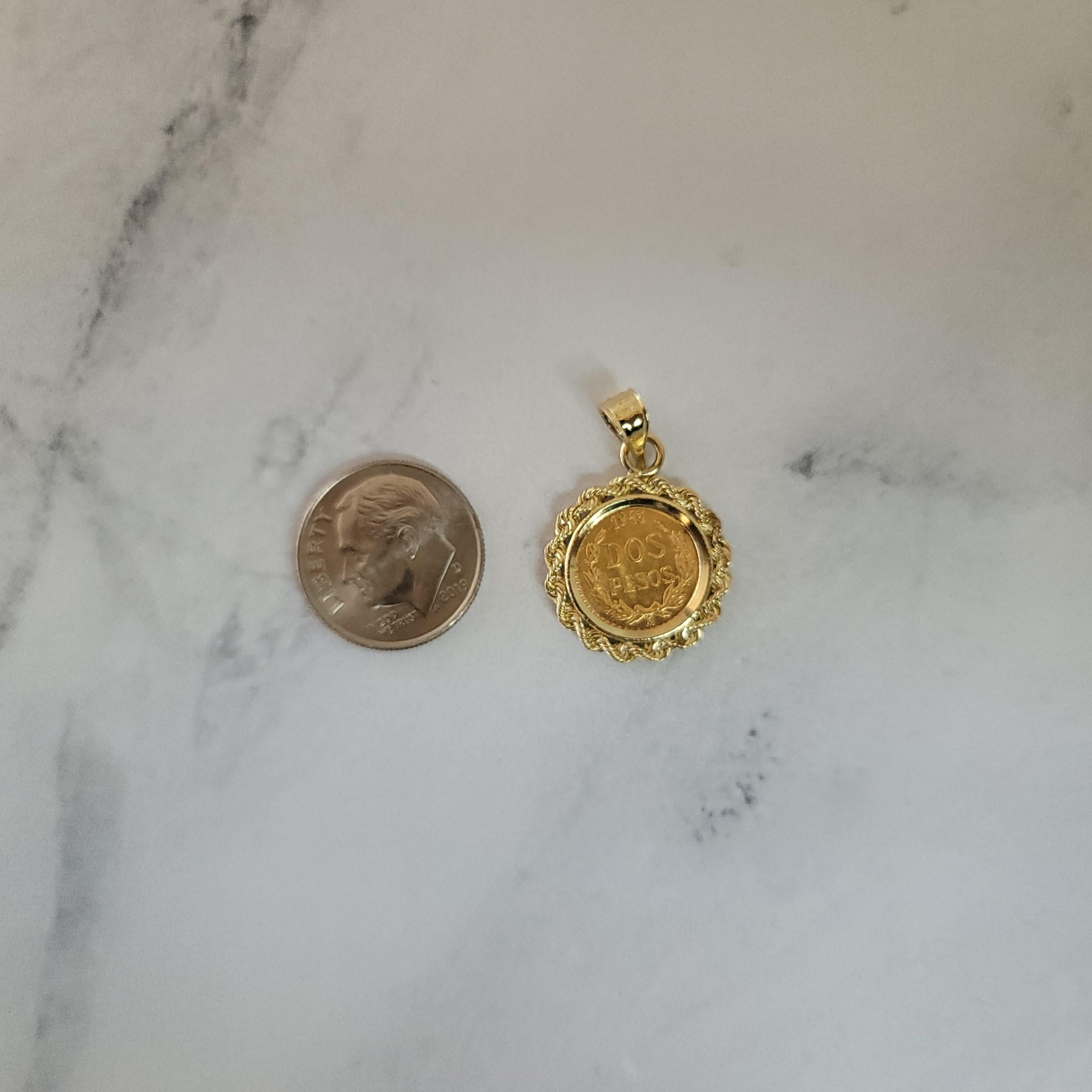 1945 dos pesos gold coin necklace