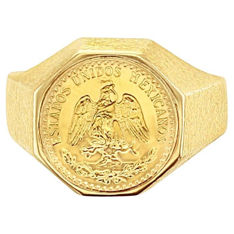 1945 Dos Pesos Gold Coin Ring With Brushed Satin Band Vintage For Sale At  1Stdibs | Dos Pesos 1945 Ring
