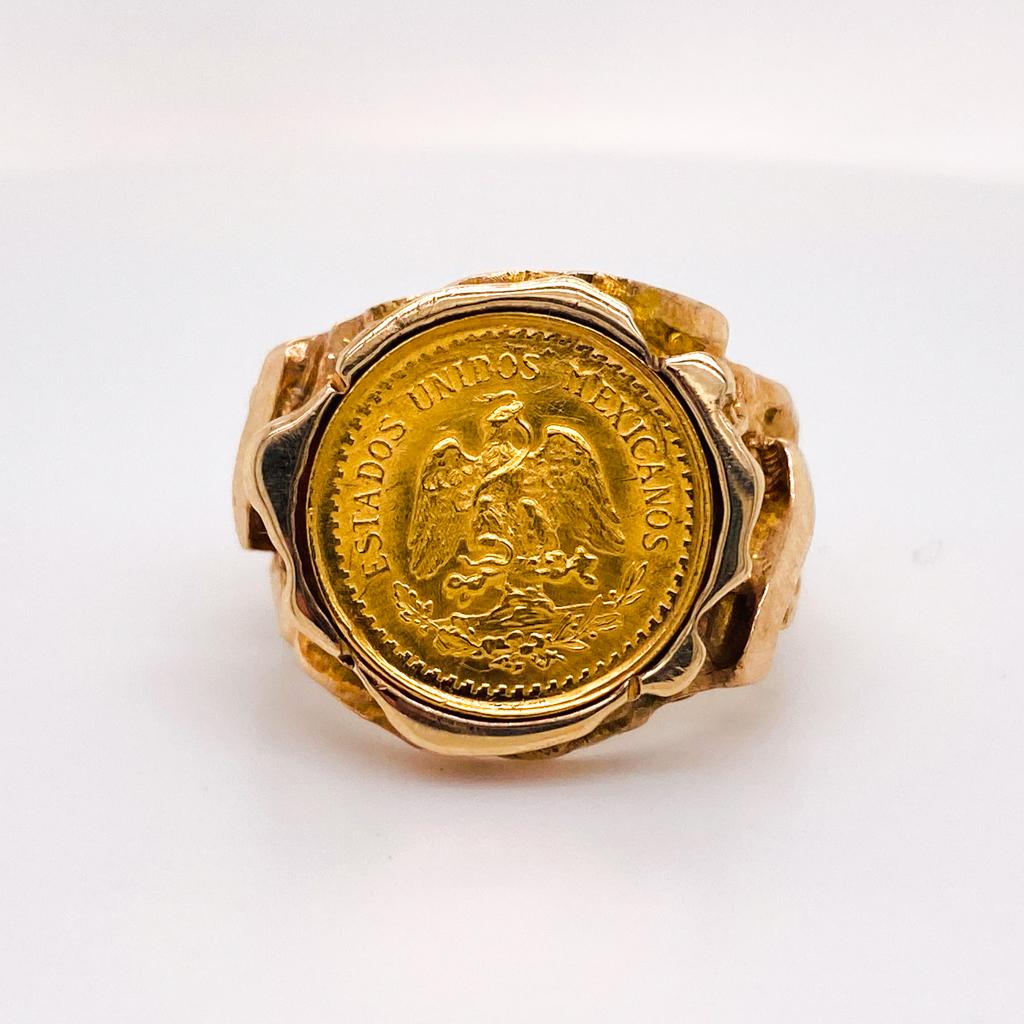 gold nugget coin ring