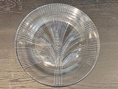 1945 René Lalique France Set of 8 Verneuil Crystal Plates, Corn Design