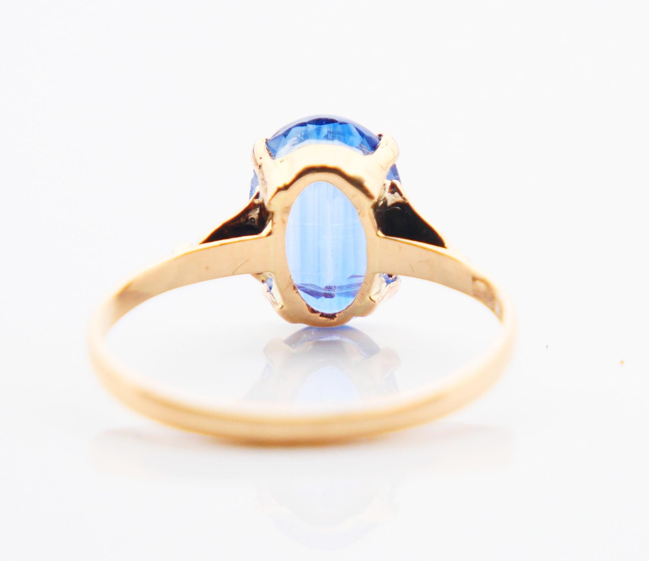 Oval Cut 1945 Ring 2.25 ct natural Cornflow Blue Sapphire solid 18K Gold Ø US5/ 1.2gr For Sale
