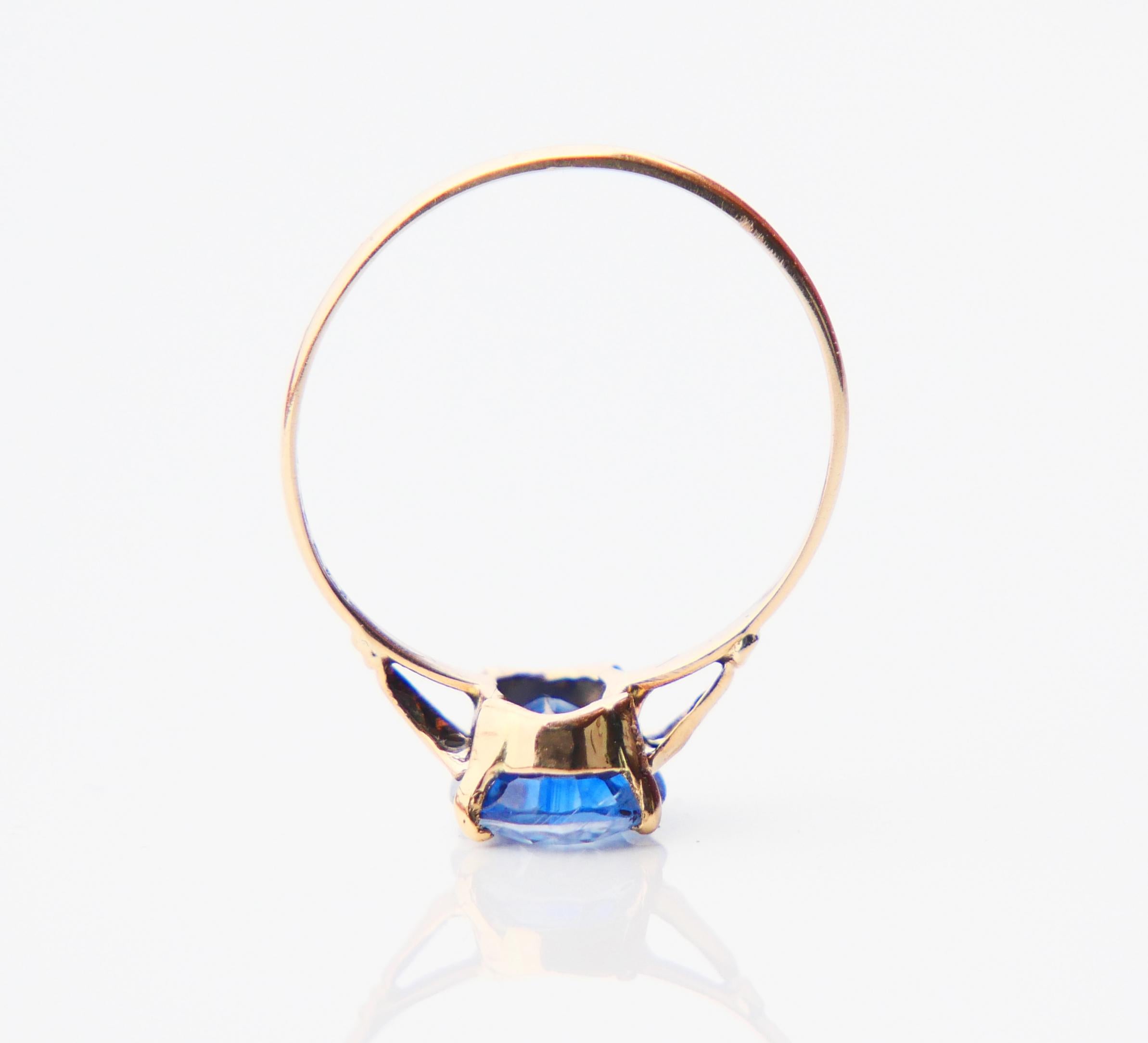 Women's 1945 Ring 2.25 ct natural Cornflow Blue Sapphire solid 18K Gold Ø US5/ 1.2gr For Sale