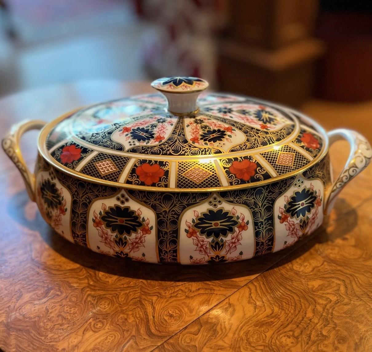 Plato para verduras con tapa de Imari Antiguo 1945 Royal Crown Derby en venta 4