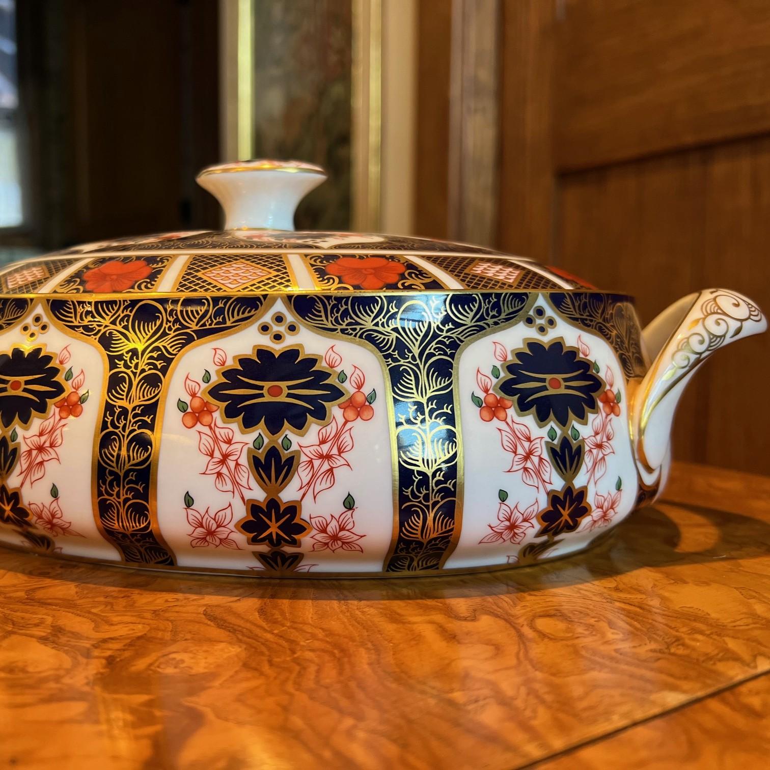 Plato para verduras con tapa de Imari Antiguo 1945 Royal Crown Derby Japonismo en venta