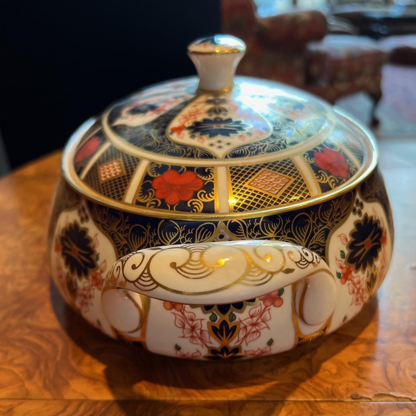 Plato para verduras con tapa de Imari Antiguo 1945 Royal Crown Derby Inglés en venta