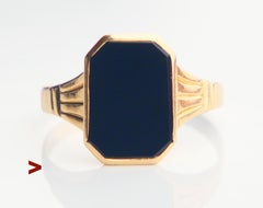 1945 Signet Ring 3.5 ct natural Onyx solid 18K Gold Ø 6.5 US / 2.7gr