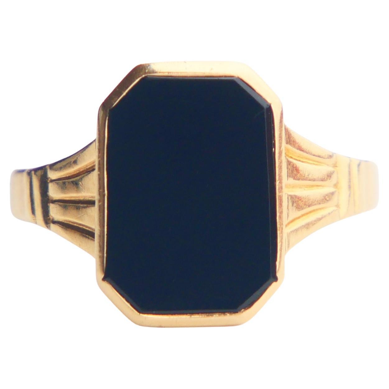 1945 Anello Signet 3,5 ct Onice naturale in oro massiccio 18 carati Ø 6,5 US / 2,7gr