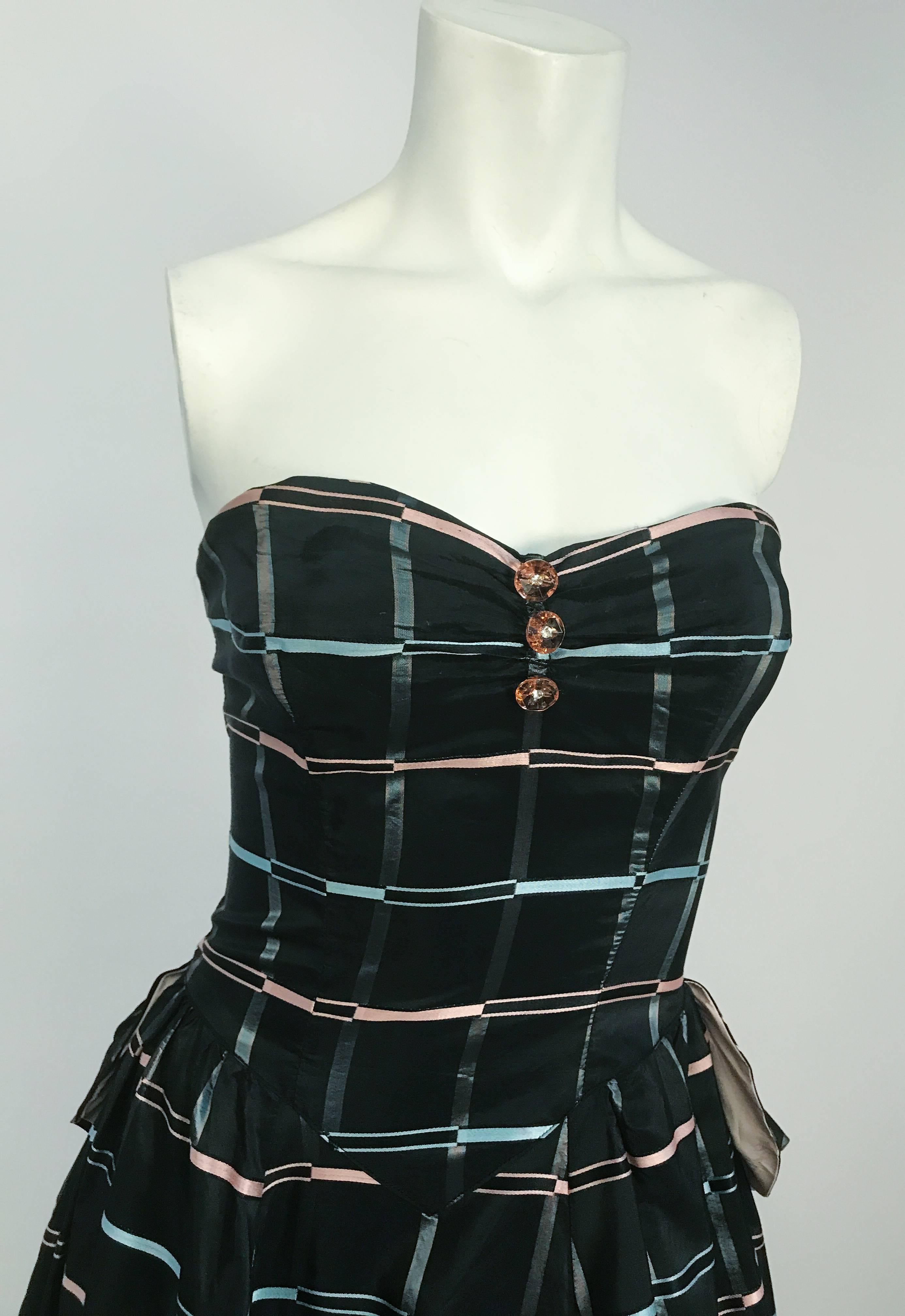 1945 Strapless Plaid Evening Dress  In Good Condition In San Francisco, CA