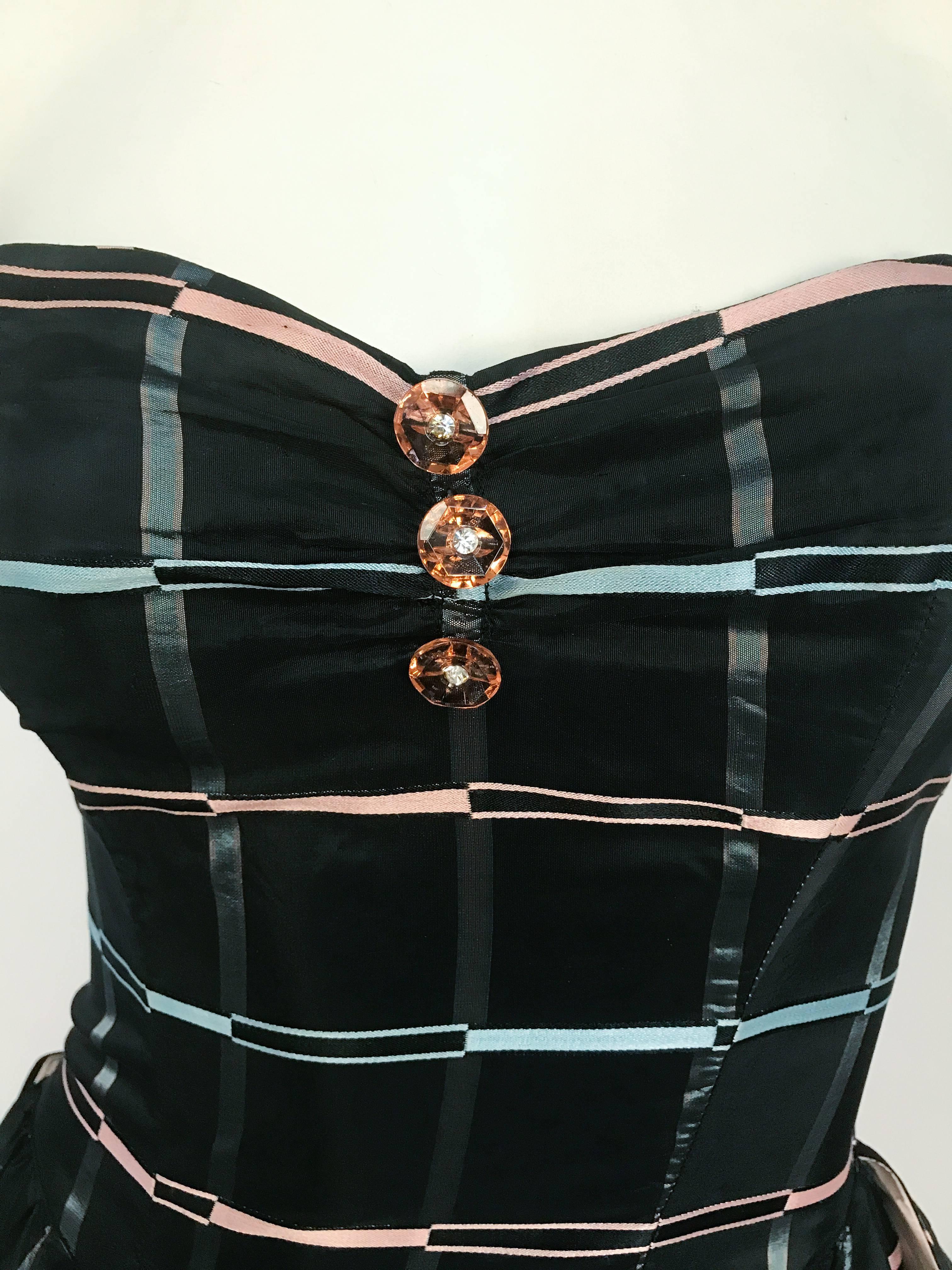 Women's or Men's 1945 Strapless Plaid Evening Dress
