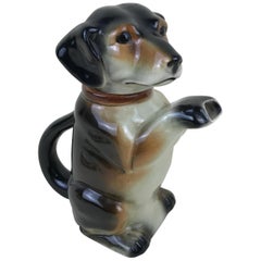 1945s Rare Dog Shaped Erphila Majolica Glazed Teapot Made in Us Zone Germany
