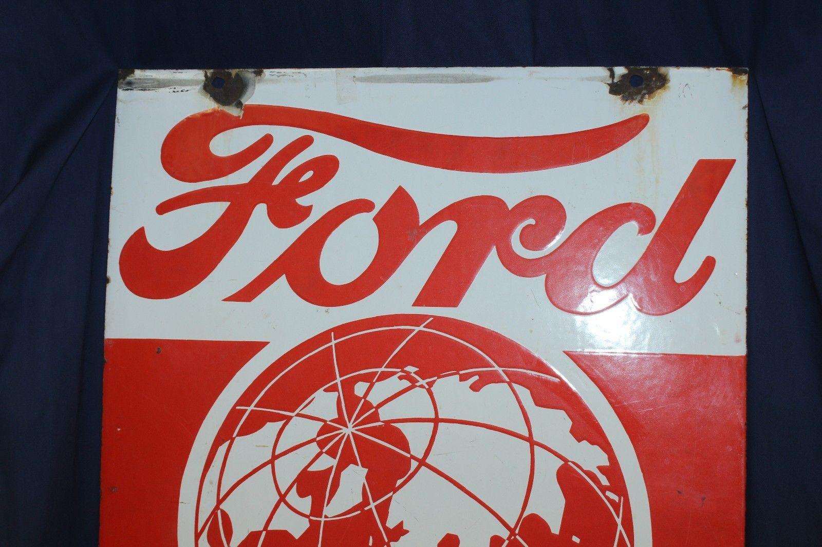 1946-1953 Ford Borne Service Double Sided Porcelain Shield Sign For Sale 4