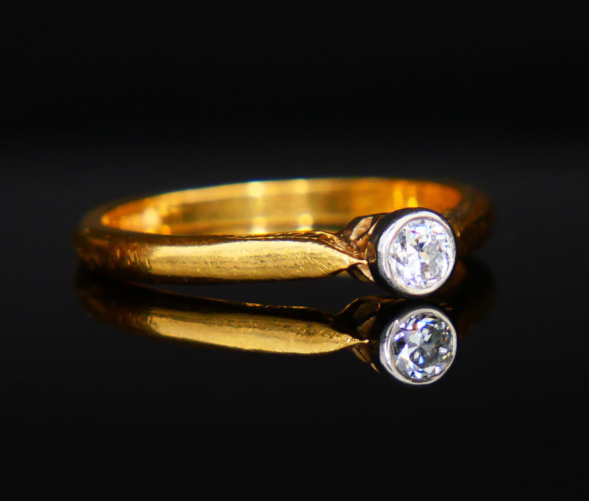 1946 Anna's Ring 0.21 ct Diamond solid 23K Gold Platinum Ø US 6.5 / 3.2 gr For Sale 6