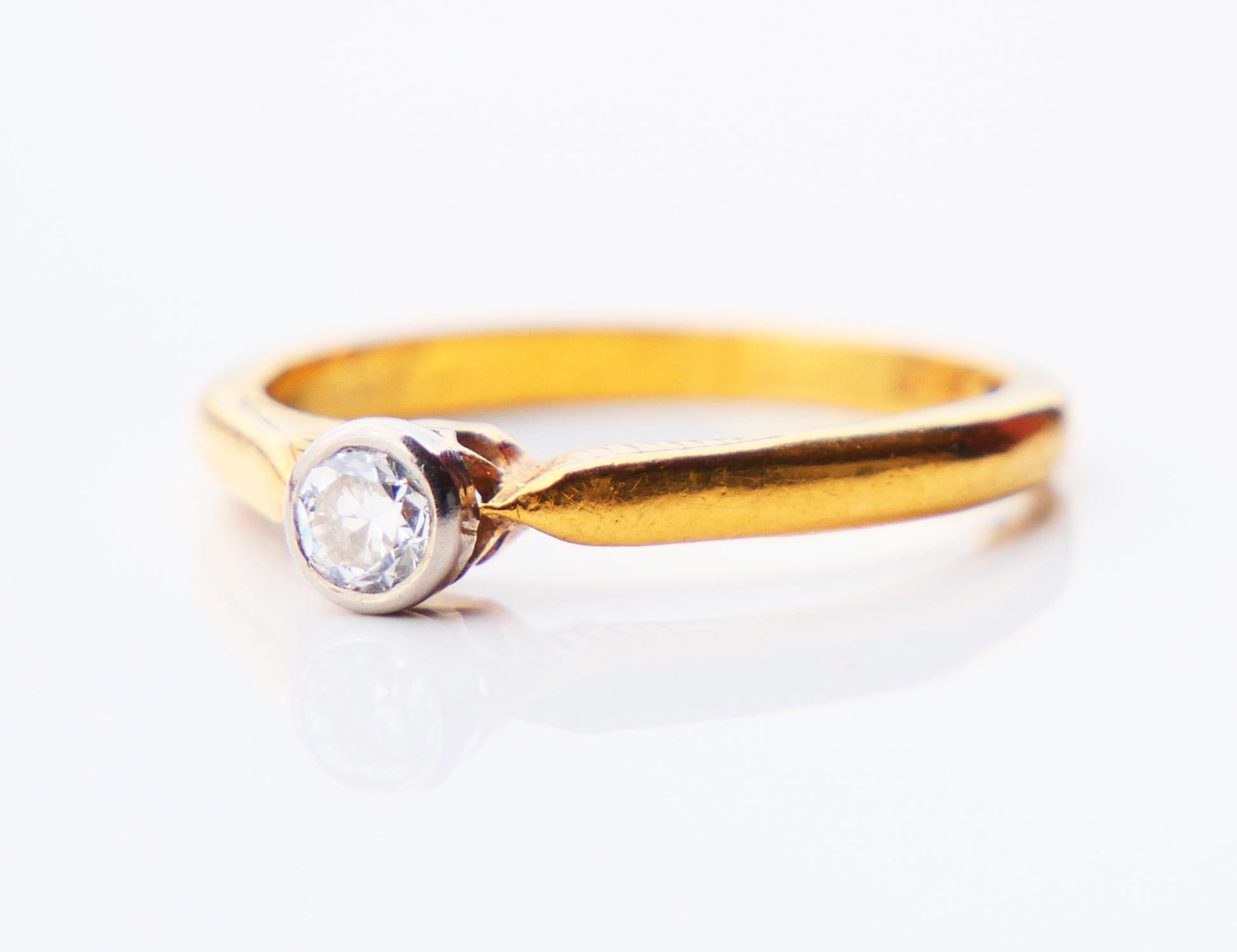 Art Deco 1946 Anna's Ring 0.21 ct Diamond solid 23K Gold Platinum Ø US 6.5 / 3.2 gr For Sale