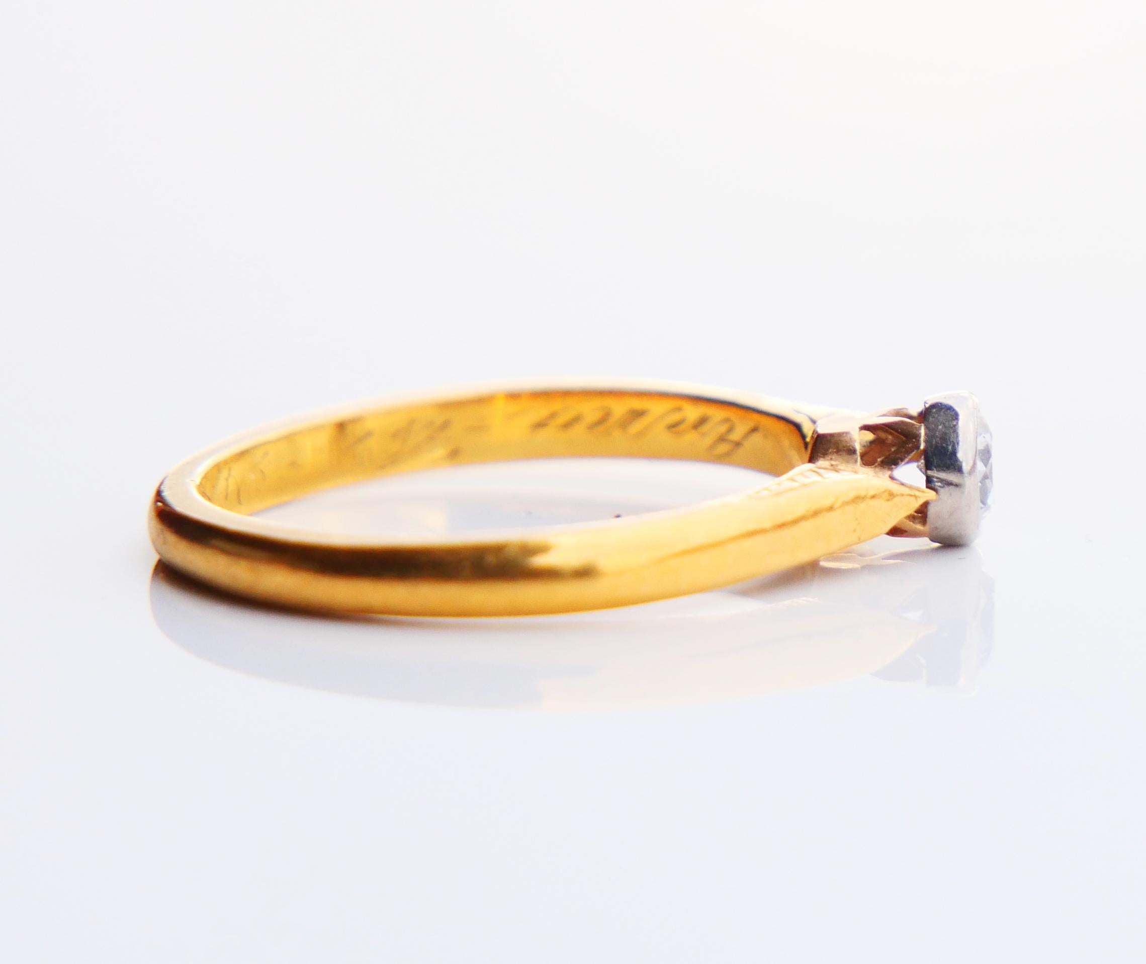 Women's 1946 Anna's Ring 0.21 ct Diamond solid 23K Gold Platinum Ø US 6.5 / 3.2 gr For Sale