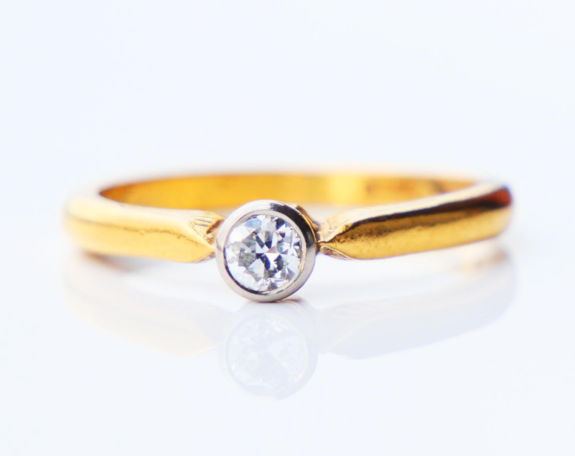 1946 Anna's Ring 0.21 ct Diamond solid 23K Gold Platinum Ø US 6.5 / 3.2 gr For Sale 1