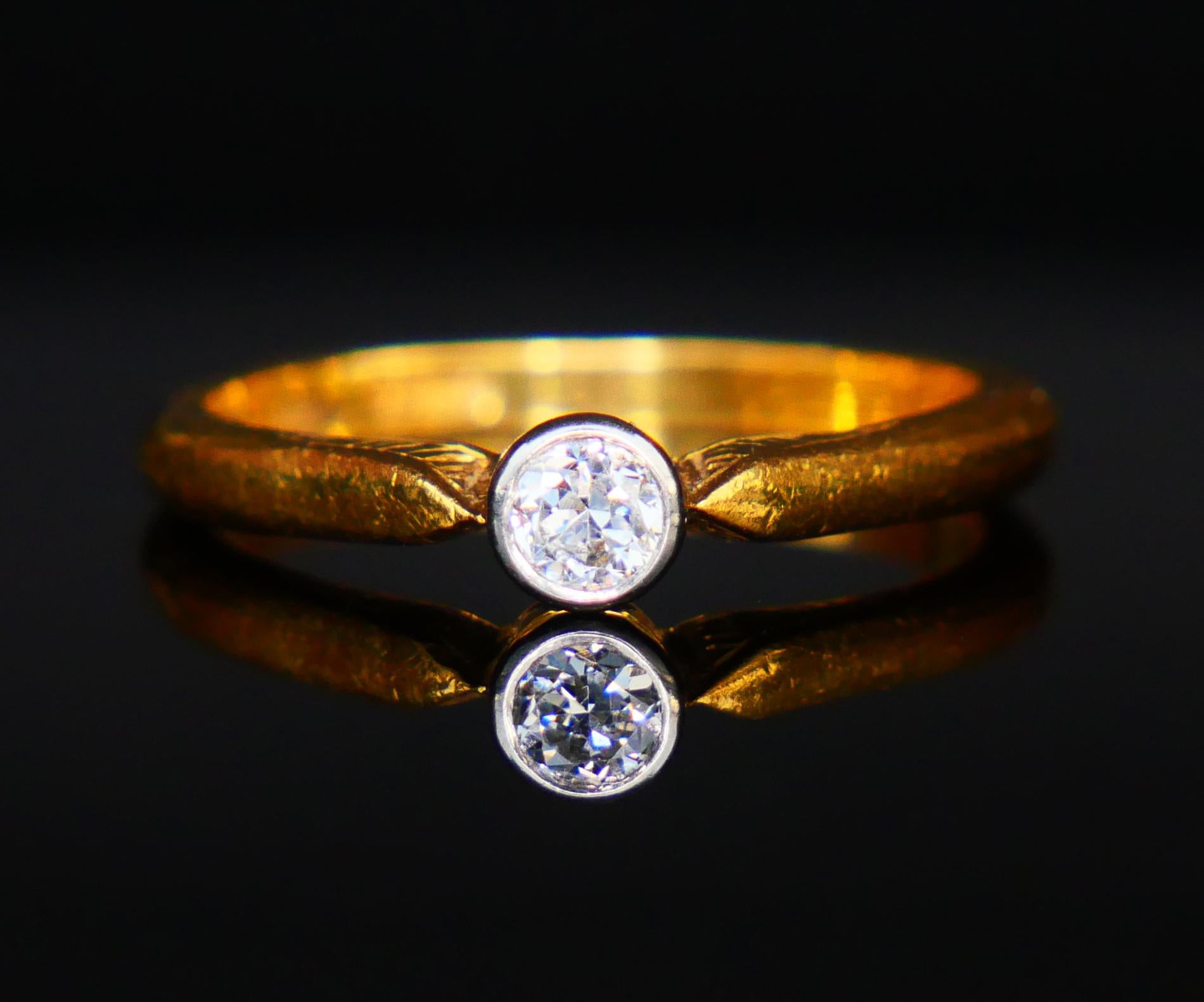 1946 Anna's Ring 0.21 ct Diamond solid 23K Gold Platinum Ø US 6.5 / 3.2 gr For Sale 4