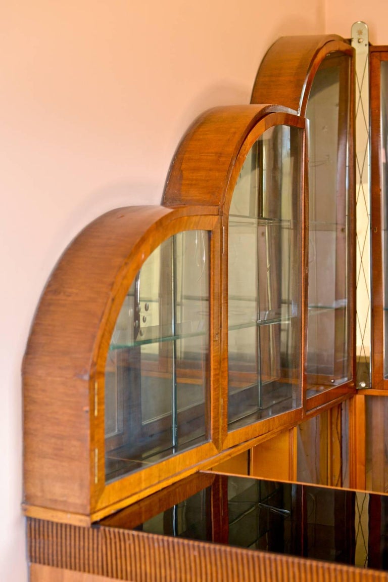 1946 Bespoke Handmade Art Deco Bar Engraved Bevel Mirror, Early 20th