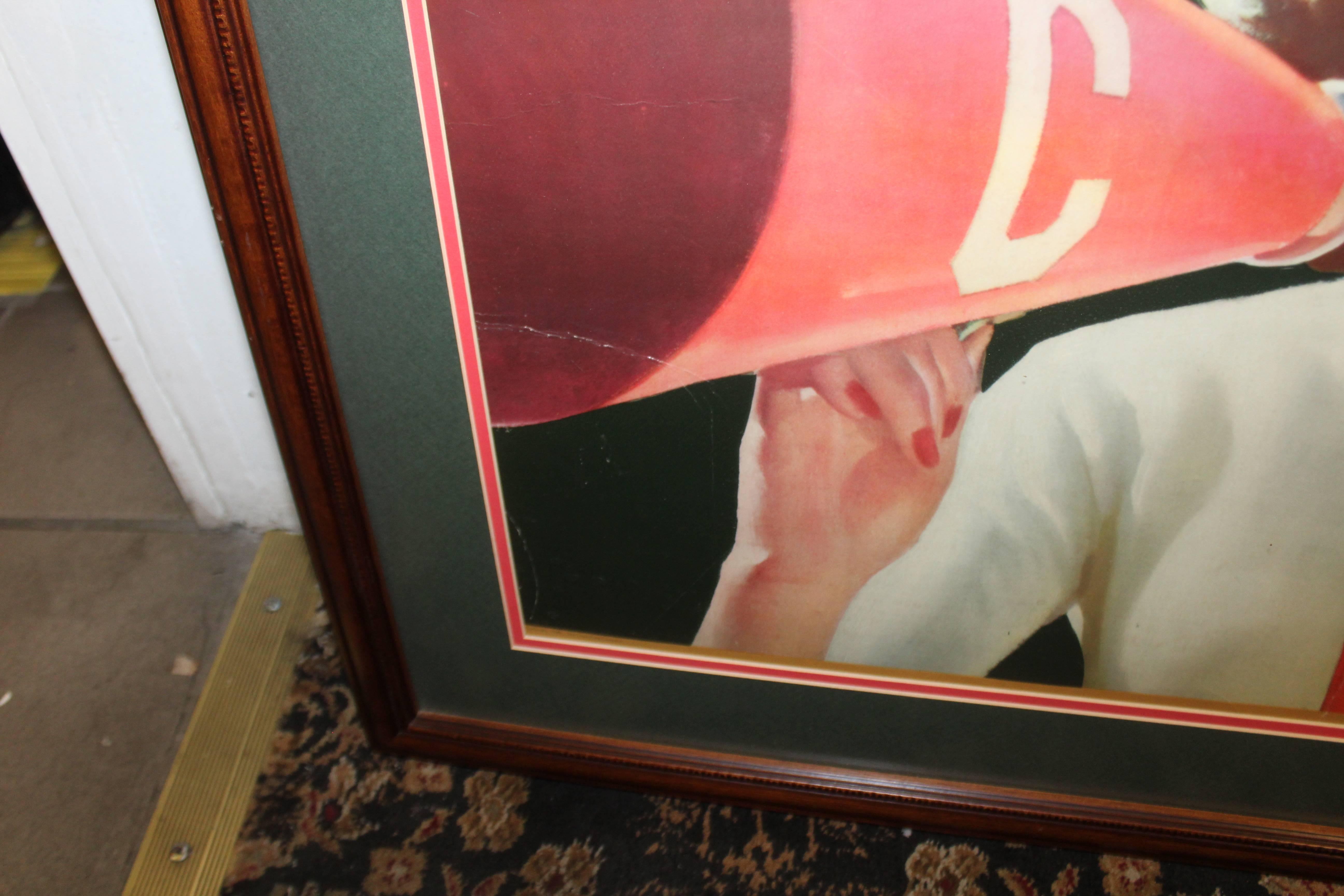 Paper 1946 Coca Cola Cardboard Poster Litho Display Cheerleader Sign Framed For Sale