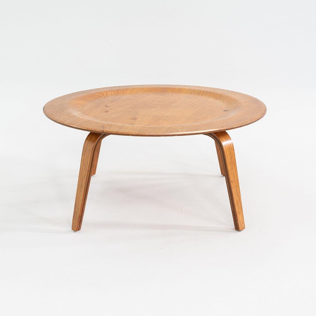 Steel 1946 Eames Evans Herman Miller CTW Round Wood Coffee Table in Calico Ash For Sale