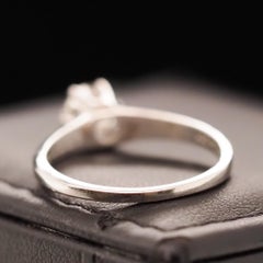 1946 Engraved Platinum Art Deco .65 Carat Old European Brilliant Engagement Ring