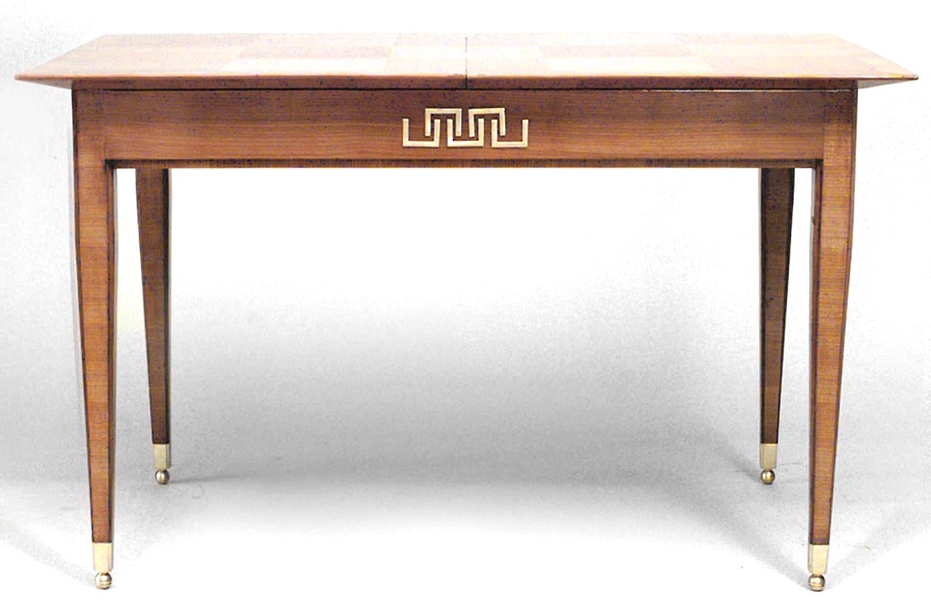 Art Deco Lucien Rollin French Mid-Century Ormolu Maple Dining Table For Sale