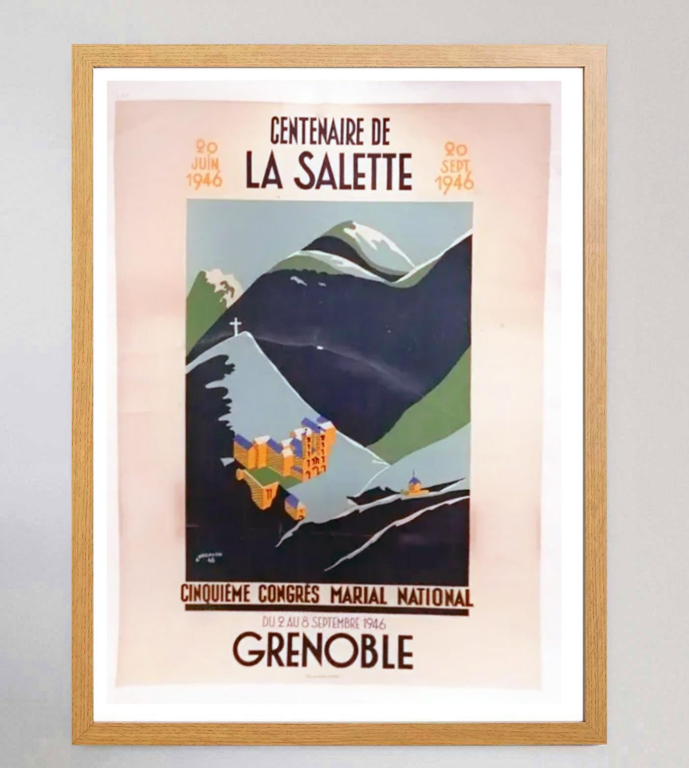 French 1946 Grenoble - Centenaire de La Salette Original Vintage Poster For Sale
