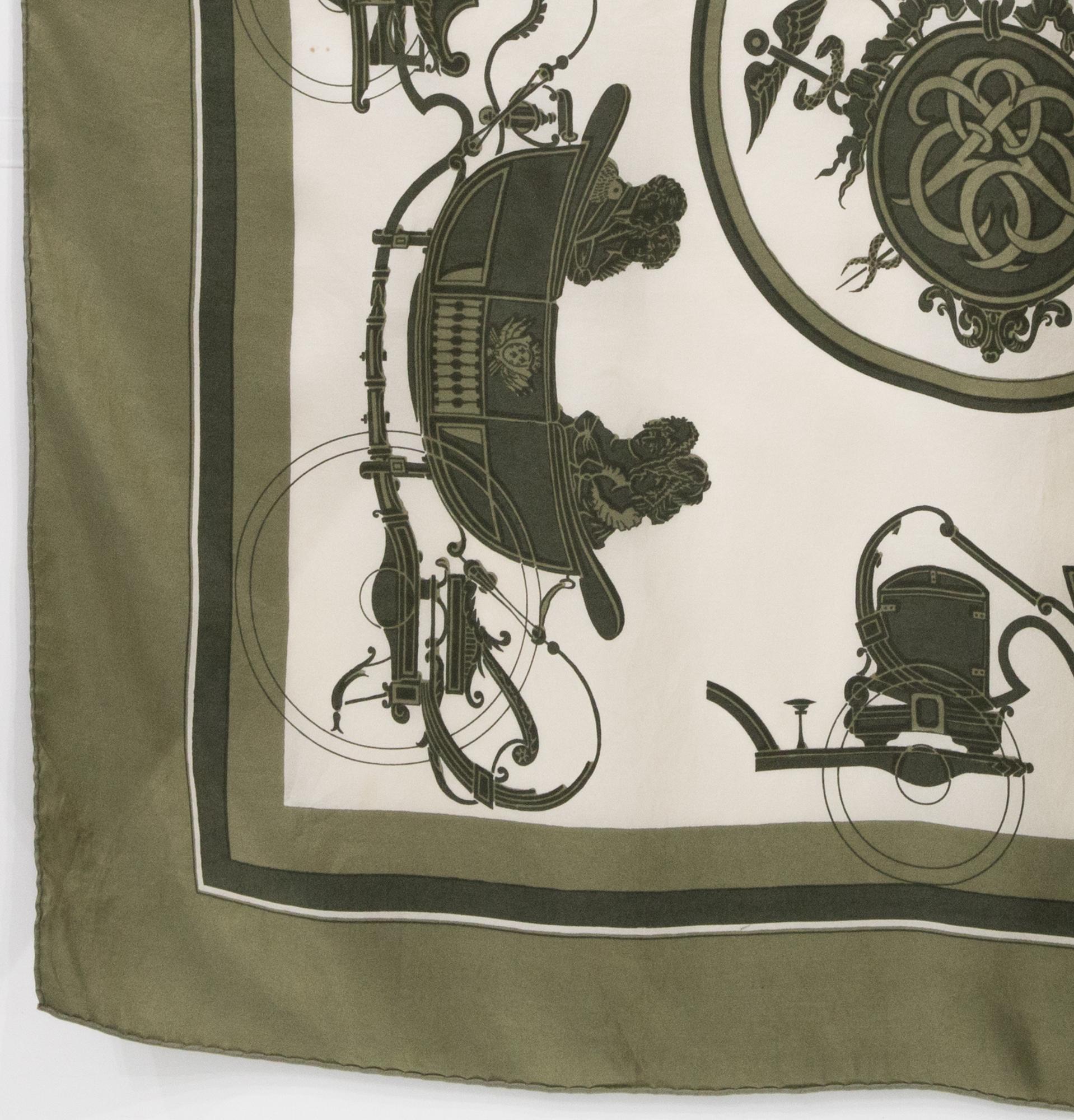 Women's or Men's 1946 Hermes Ex Libris by Hugo Grygkar Silk Scarf