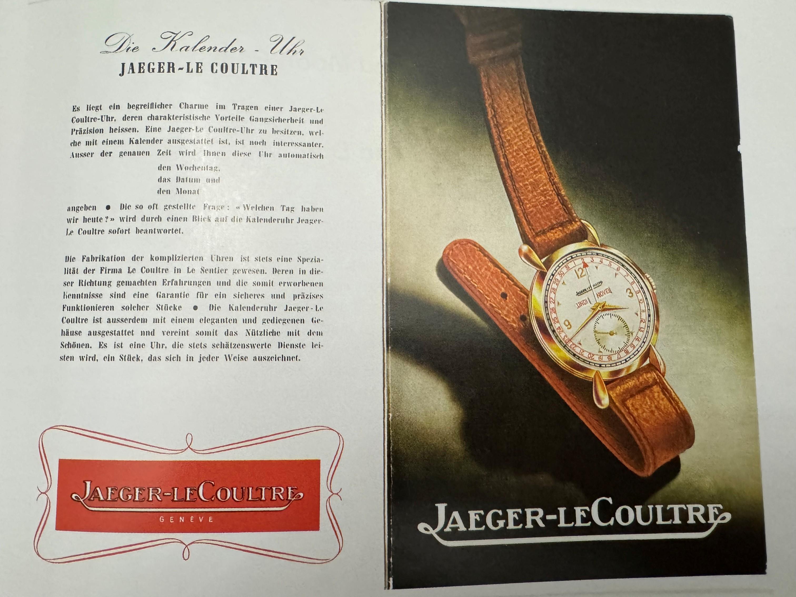 1946 Jaeger-LeCoultre Vintage Mens Triple Date Calendar Watch - 18K Gold For Sale 8