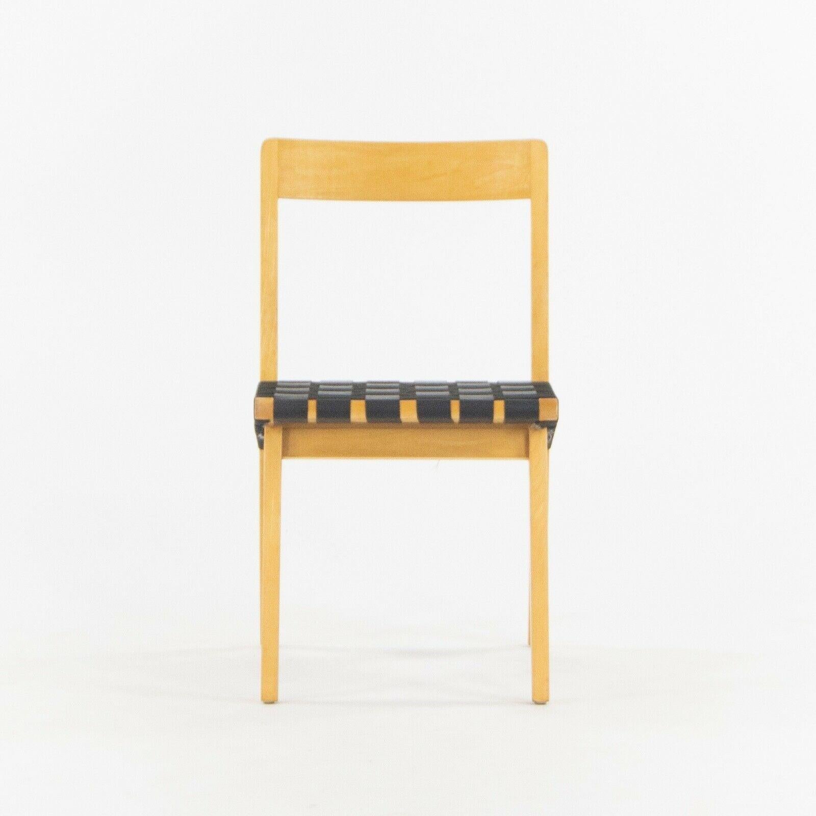 Modern 1946 Jen Risom 666 WSP Side Chairs Black Webbing for Knoll Associates Set of Six For Sale