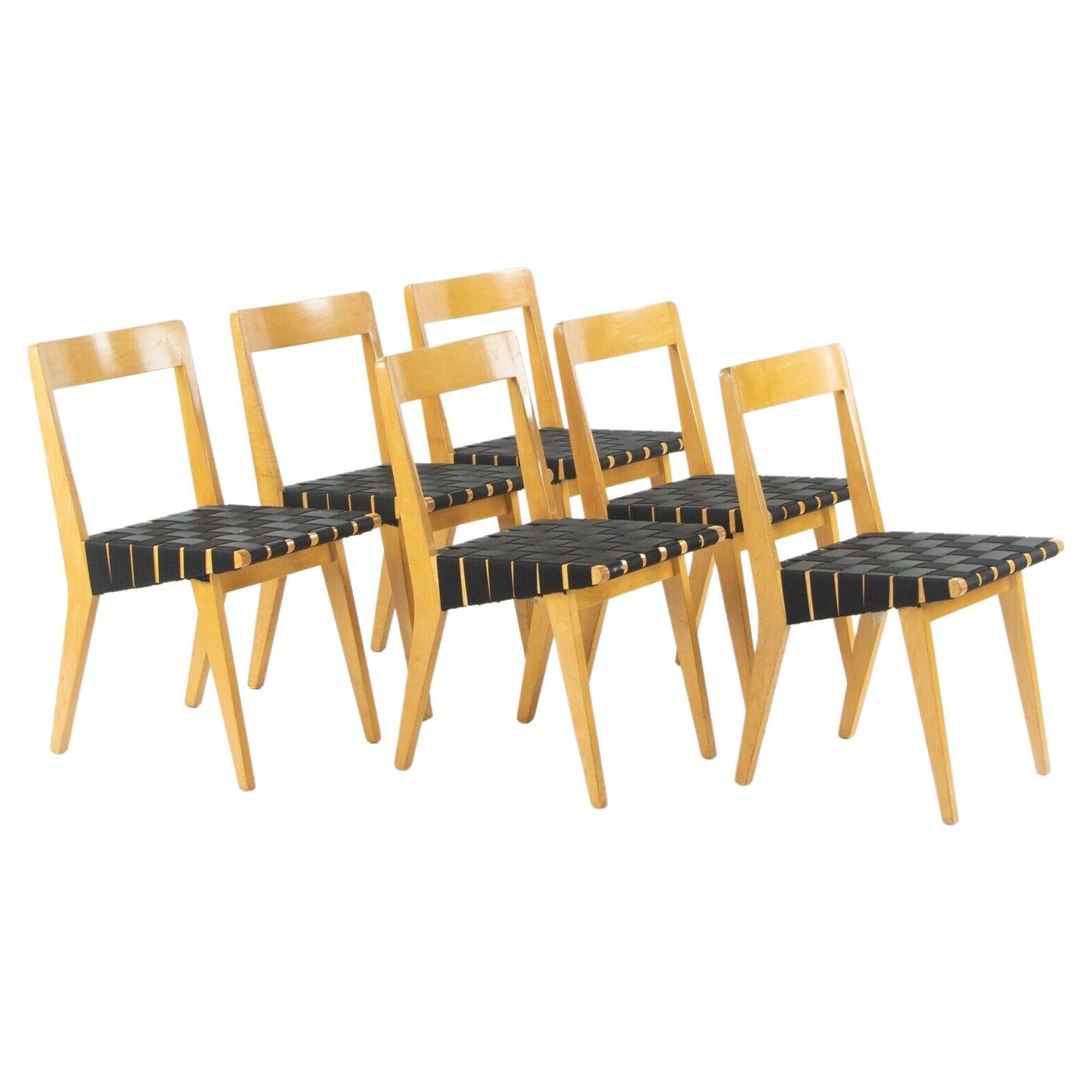 1946 Jen Risom 666 WSP Side Chairs Black Webbing for Knoll Associates Set of Six