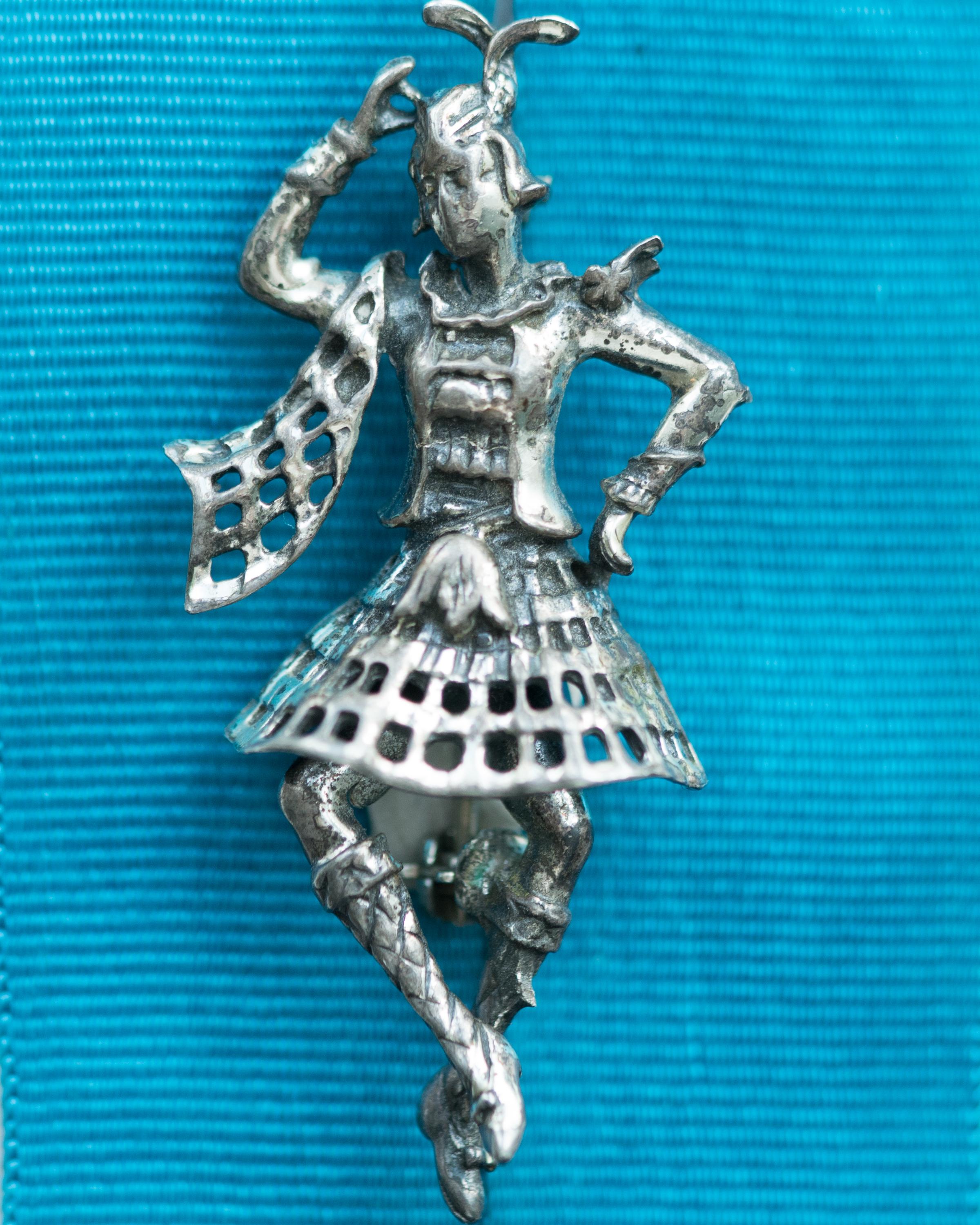 Retro 1946 Jewelart Sterling Silver Scottish Dancer Pin Brooch