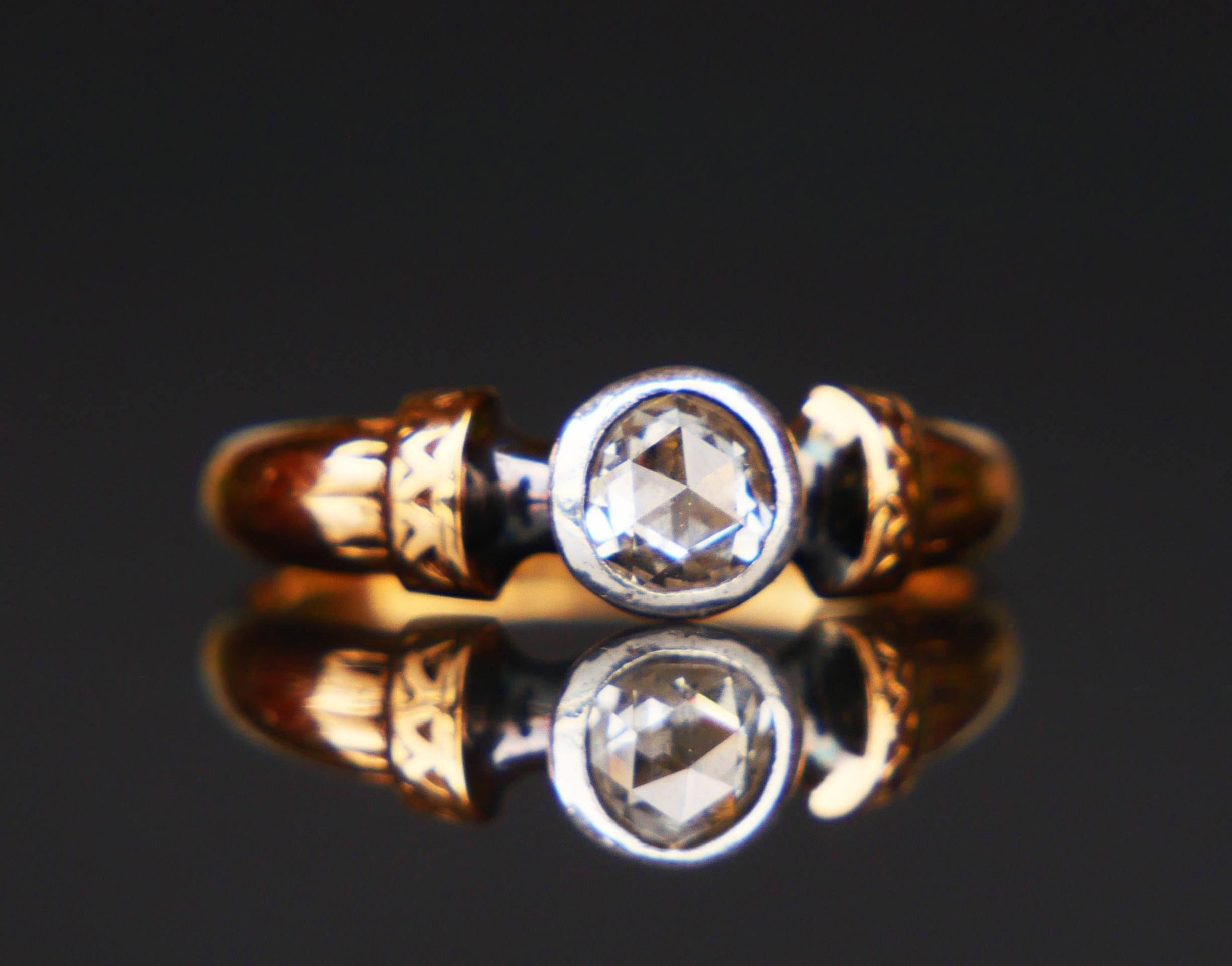 1946 Ring 0.45 ct Diamond solid 18K Gold Silver Ø 7US / 3.2gr For Sale 6