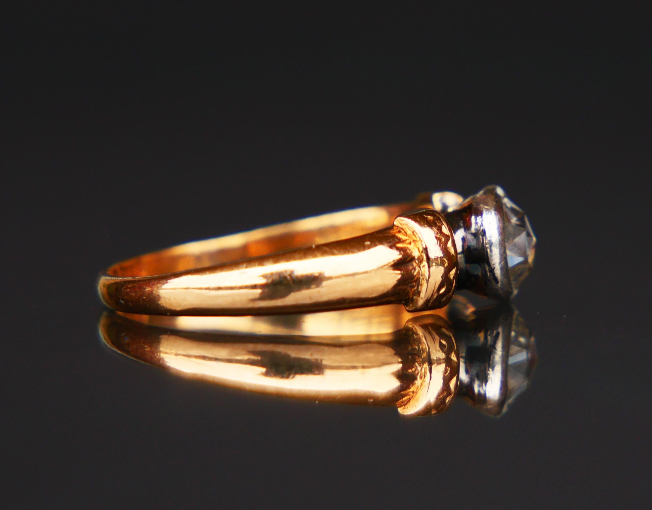 1946 Ring 0.45 ct Diamond solid 18K Gold Silver Ø 7US / 3.2gr For Sale 7