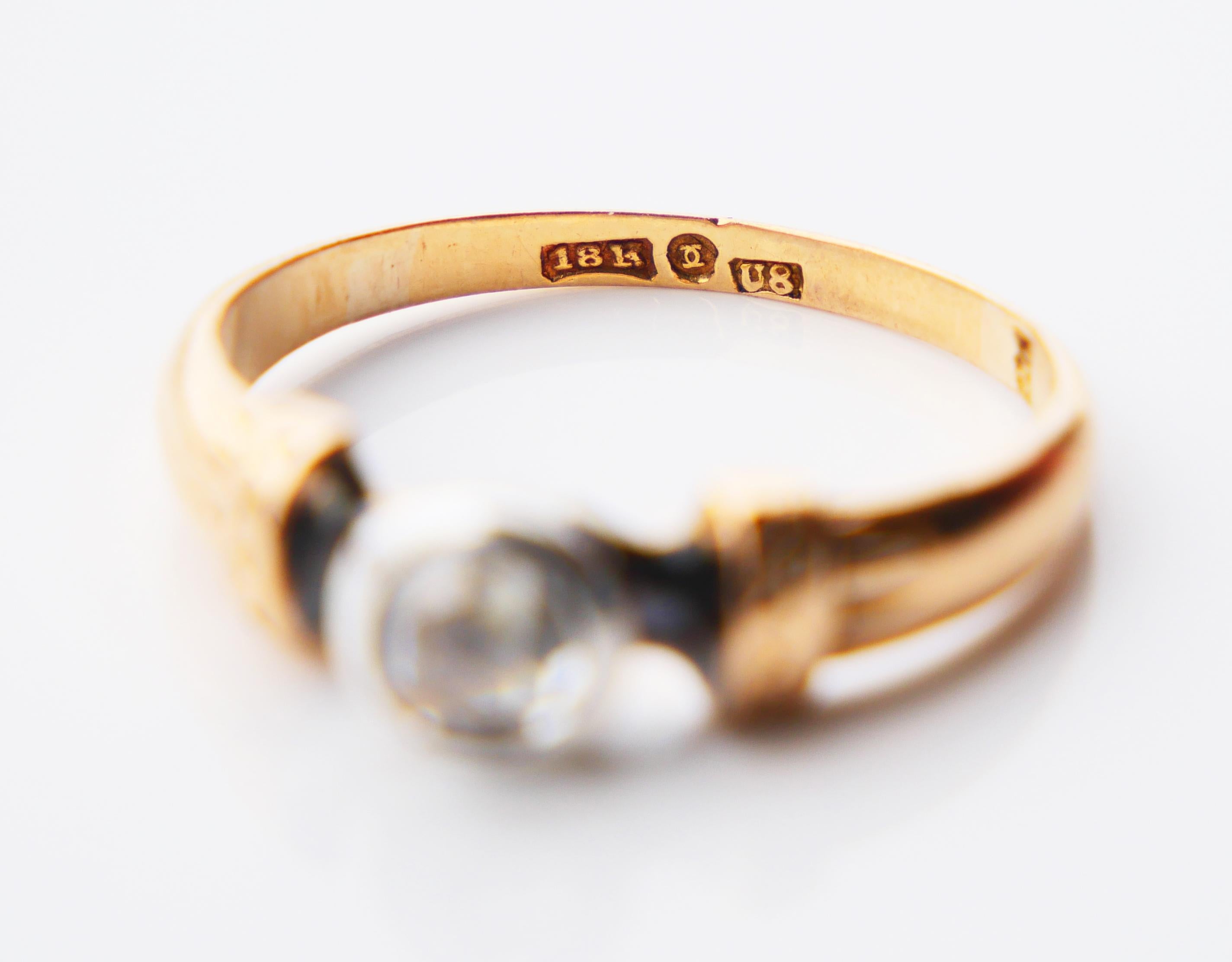 1946 Ring 0.45 ct Diamond solid 18K Gold Silver Ø 7US / 3.2gr For Sale 9
