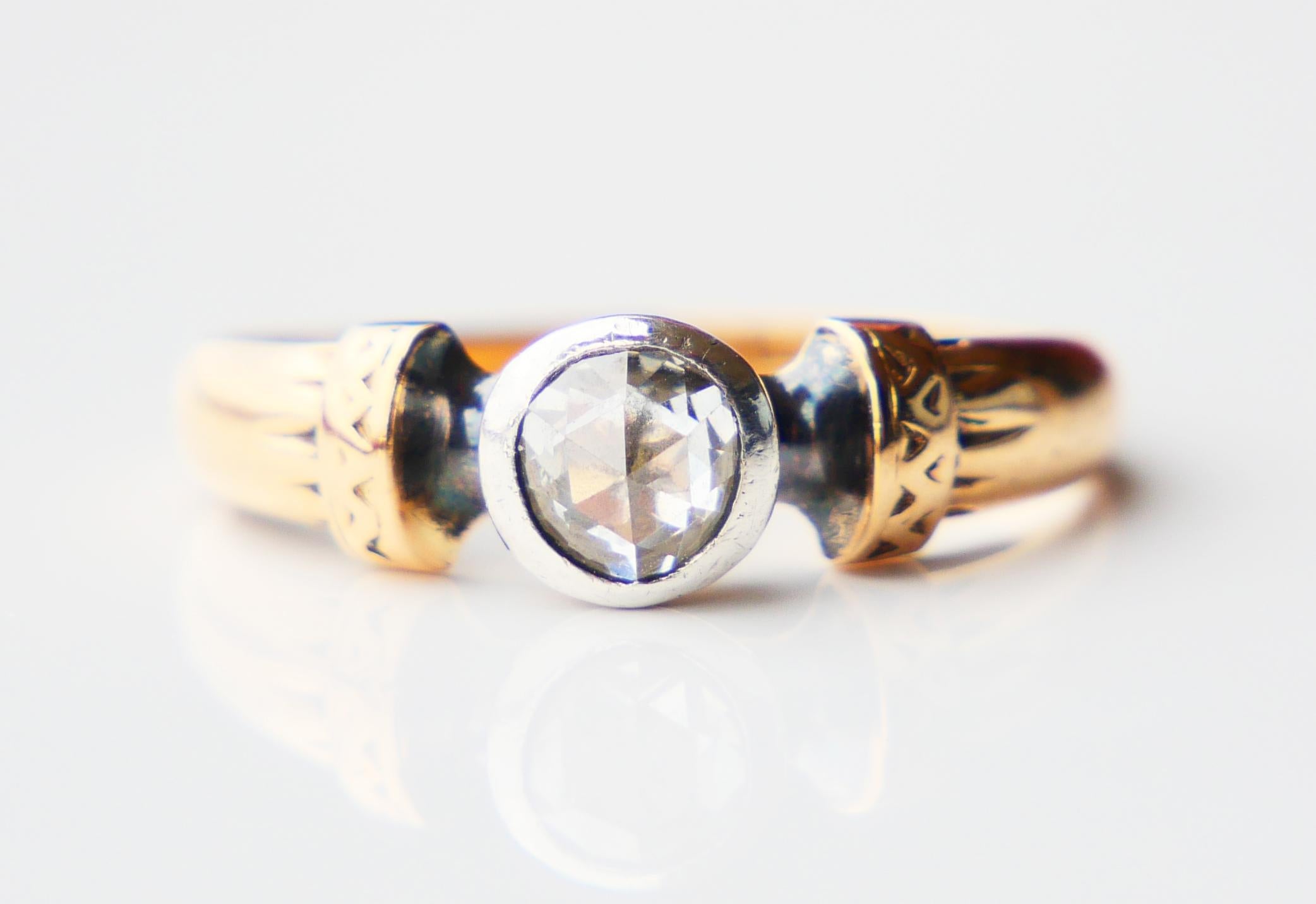 Art Nouveau 1946 Ring 0.45 ct Diamond solid 18K Gold Silver Ø 7US / 3.2gr For Sale