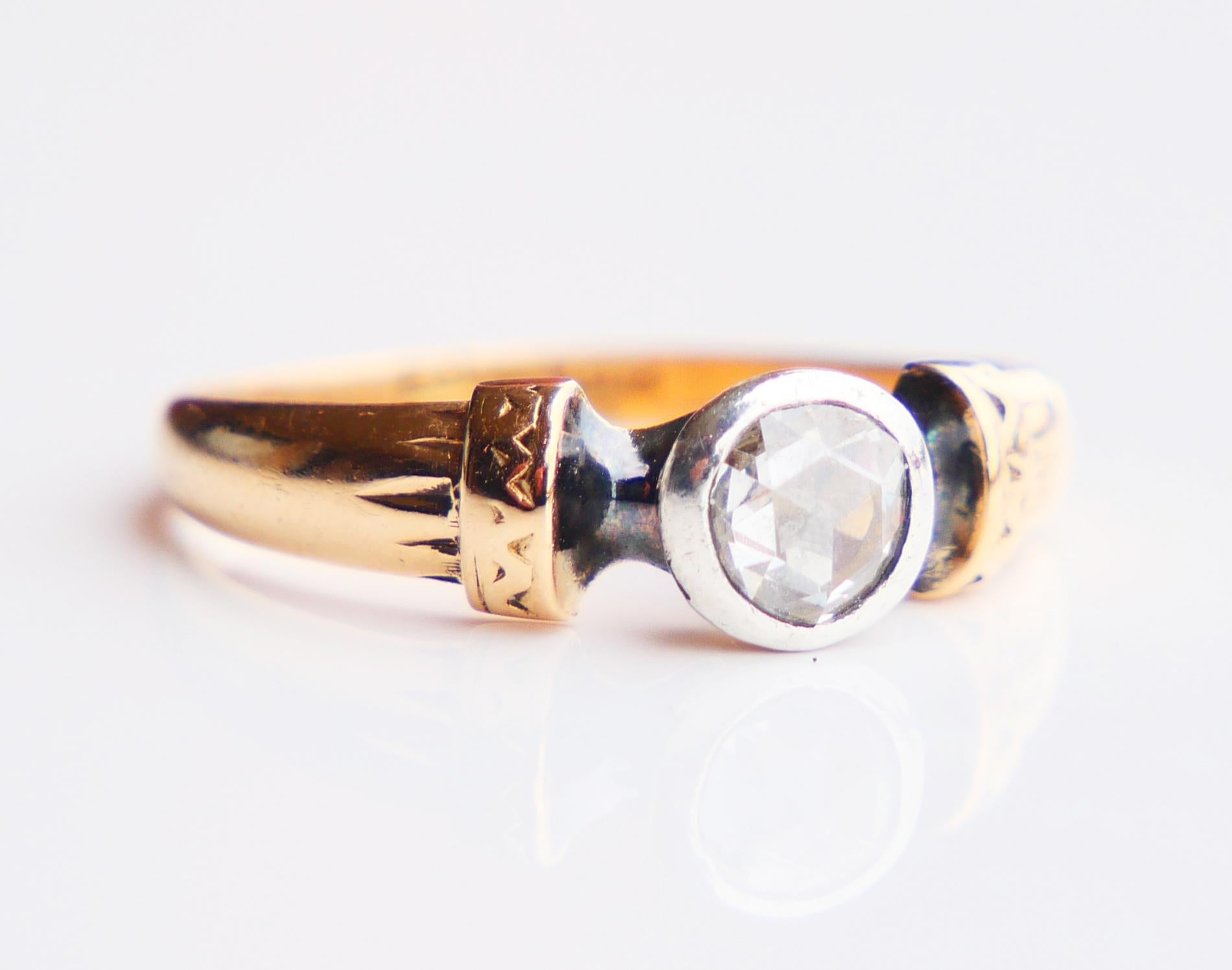 1946 Ring 0.45 ct Diamond solid 18K Gold Silver Ø 7US / 3.2gr For Sale 1