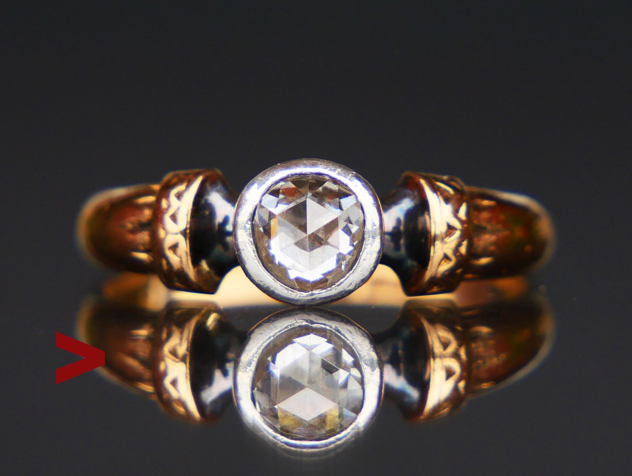 1946 Ring 0.45 ct Diamond solid 18K Gold Silver Ø 7US / 3.2gr For Sale 4