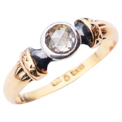 1946 Ring 0.45 ct Diamant massiv 18K Gold Silber Ø 7US / 3.2gr