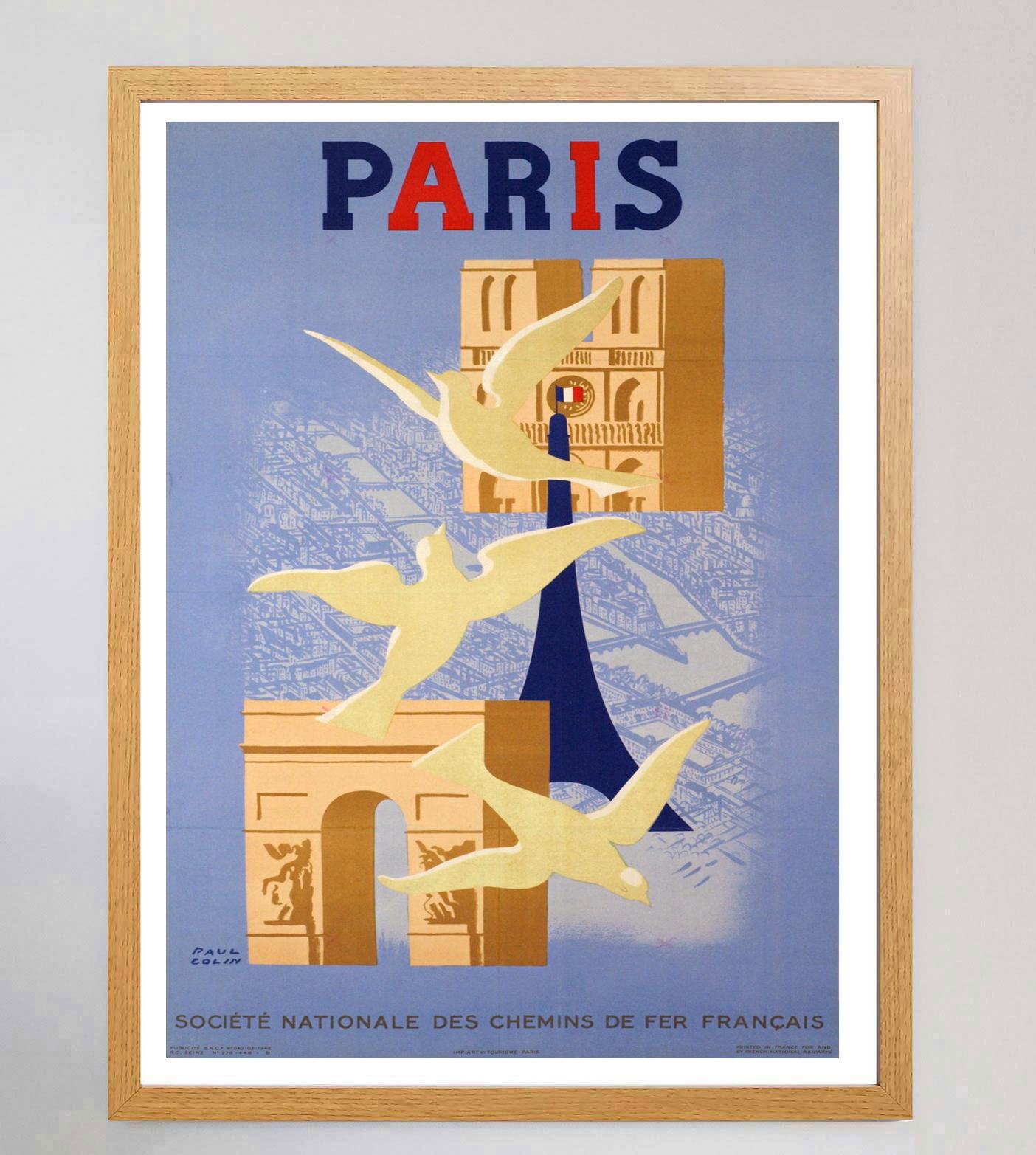French 1946 Paris, SNCF Original Vintage Poster