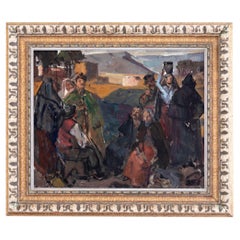 Pintura al óleo modernista portuguesa de 1946, de Agostinho Mello Júnior: «Figuras rurales»